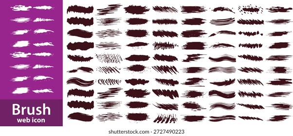 Pinselstrich-Set, Kalligrafie-Farblinien, skizzierte Pinselstriche, farbige Linien und Schnörkel Marker Stripe