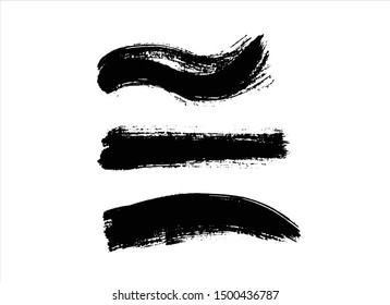 brush stroke set color black watercolor vector illustration.