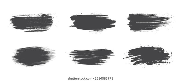 Brush stroke set. Grunge ink textures. Isolated vector images in simple style