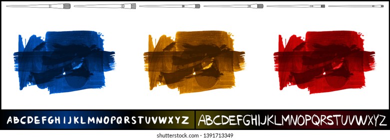 Brush Stroke Set Handwritten Alphabet Grunge Stock Vector (Royalty Free ...