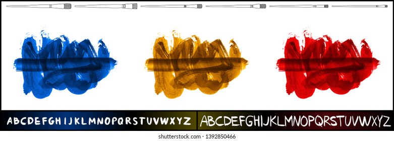 Brush Stroke Set Handwritten Alphabet Grunge Stock Vector (Royalty Free ...