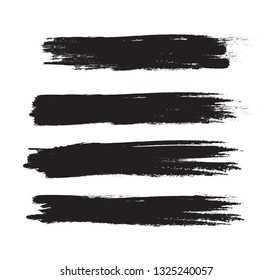 Brush stroke set isolated on white background.Collection of brush stroke for black ink paint, grunge backdrop, dirt banner,watercolor design and dirty texture.Creative art concept, vector illustration