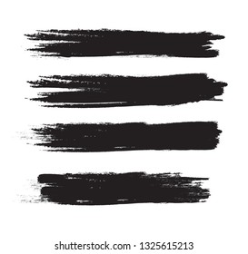 Brush stroke set isolated on white background.Collection of brush stroke for black ink paint, grunge backdrop, dirt banner,watercolor design and dirty texture.Creative art concept, vector illustration