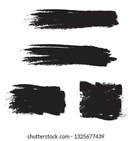 Brush stroke set isolated on white background.Collection of brush stroke for black ink paint, grunge backdrop, dirt banner,watercolor design and dirty texture.Creative art concept, vector illustration