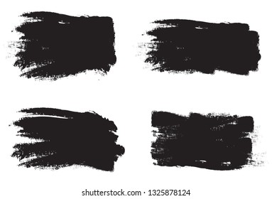 Brush stroke set isolated on white background.Collection of brush stroke for black ink paint, grunge backdrop, dirt banner, watercolor design and dirty texture.Creative art concept, vector illustration