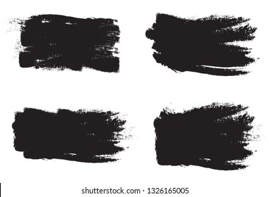 Brush stroke set isolated on white background.Collection of brush stroke for black ink paint, grunge backdrop, dirt banner,watercolor design and dirty texture.Creative art concept, vector illustration