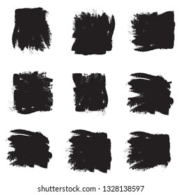 Brush stroke set isolated on white background.Collection of brush stroke for black ink paint, grunge backdrop, dirt banner, paint box, watercolor design and dirty texture. Vector illustration