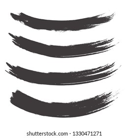 Brush stroke set isolated on white background.Collection of brush stroke for black ink paint, grunge backdrop, dirt banner,watercolor design and dirty texture.Creative art concept, vector illustration