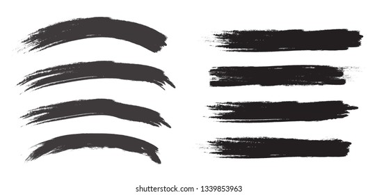 Brush stroke set isolated on white background.Collection of brush stroke for black ink paint, grunge backdrop, dirt banner,watercolor design and dirty texture.Creative art concept, vector illustration