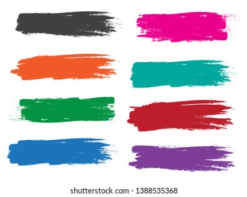 Brush stroke set isolated on white background. Collection of brush stroke for colorful ink paint, grunge backdrop, dirt banner, watercolor design and dirty texture. Creative art concept, vector