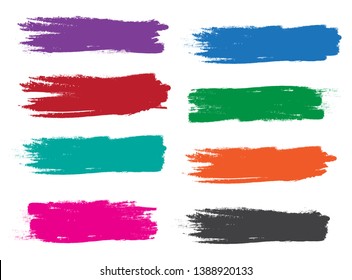 Brush stroke set isolated on white background. Collection of brush stroke for colorful ink paint, grunge backdrop, dirt banner, watercolor design and dirty texture. Creative art concept, vector