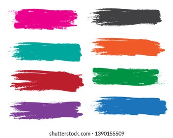 Brush stroke set isolated on white background. Collection of brush stroke for colorful ink paint, grunge backdrop, dirt banner, watercolor design and dirty texture. Creative art concept, vector