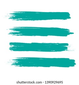 Brush stroke set isolated on white background.Collection of brush stroke for green ink paint, grunge backdrop, dirt banner,watercolor design and dirty texture.Creative art concept, vector illustration