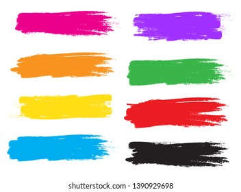 Brush stroke set isolated on white background. Collection of brush stroke for colorful ink paint, grunge backdrop, dirt banner, watercolor design and dirty texture. Creative art concept, vector