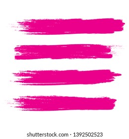 Brush stroke set isolated on white background.Collection of brush stroke for pink ink paint, grunge backdrop, dirt banner,watercolor design and dirty texture.Creative art concept, vector illustration