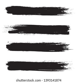 Brush stroke set isolated on white background.Collection of brush stroke for black ink paint, grunge backdrop, dirt banner,watercolor design and dirty texture.Creative art concept, vector illustration