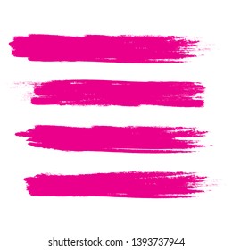 Brush stroke set isolated on white background.Collection of brush stroke for pink ink paint, grunge backdrop, dirt banner,watercolor design and dirty texture.Creative art concept, vector illustration