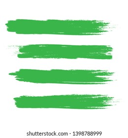 Brush stroke set isolated on white background.Collection of brush stroke for green ink paint, grunge backdrop, dirt banner,watercolor design and dirty texture.Creative art concept, vector illustration