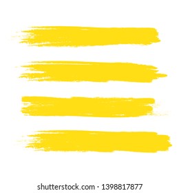 Brush stroke set isolated on white background.Collection of brush stroke for yellow ink paint, grunge backdrop, dirt banner,watercolor design and dirty texture.Creative art concept,vector illustration