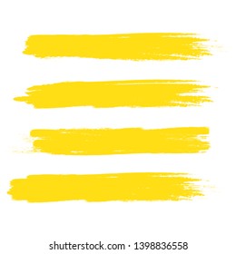 Brush stroke set isolated on white background.Collection of brush stroke for yellow ink paint, grunge backdrop, dirt banner,watercolor design and dirty texture.Creative art concept,vector illustration