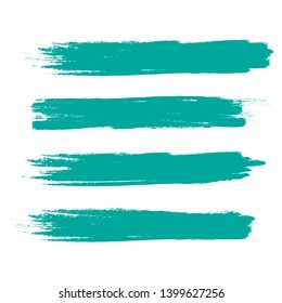Brush stroke set isolated on white background.Collection of brush stroke for green ink paint, grunge backdrop, dirt banner,watercolor design and dirty texture.Creative art concept, vector illustration