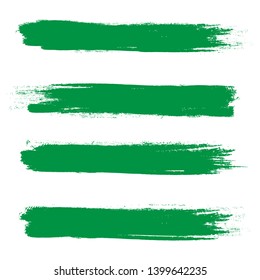Brush stroke set isolated on white background.Collection of brush stroke for green ink paint, grunge backdrop, dirt banner,watercolor design and dirty texture.Creative art concept, vector illustration