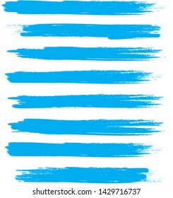 Brush stroke set isolated on white background. Collection of brush stroke for blue ink paint, grunge backdrop, dirt banner,watercolor design and dirty texture.Creative art concept, vector illustration