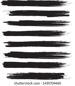 Brush stroke set isolated on white background.Collection of brush stroke for black ink paint, grunge backdrop, dirt banner,watercolor design and dirty texture.Creative art concept, vector illustration