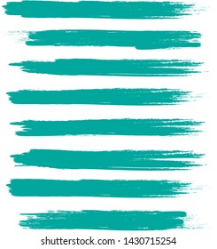 Brush stroke set isolated on white background.Collection of brush stroke for green ink paint, grunge backdrop, dirt banner,watercolor design and dirty texture.Creative art concept, vector illustration
