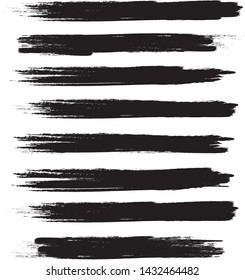 Brush stroke set isolated on white background.Collection of brush stroke for black ink paint, grunge backdrop, dirt banner,watercolor design and dirty texture.Creative art concept, vector illustration