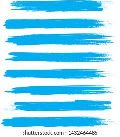 Brush stroke set isolated on white background. Collection of brush stroke for blue ink paint, grunge backdrop, dirt banner,watercolor design and dirty texture.Creative art concept, vector illustration
