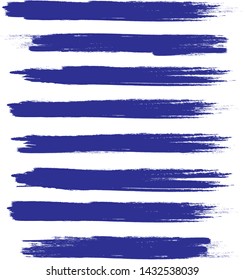 Brush stroke set isolated on white background. Collection of brush stroke for blue ink paint, grunge backdrop, dirt banner,watercolor design and dirty texture.Creative art concept, vector illustration