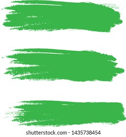 Brush stroke set isolated on white background. Brush stroke for green ink paint, grunge backdrop, dirt banner, watercolor design and dirty texture.Creative art concept, vector illustration