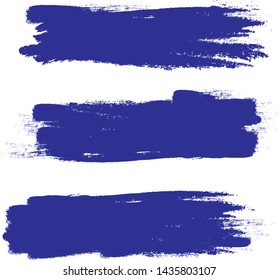 Brush stroke set isolated on white background. Brush stroke for blue ink paint, grunge backdrop, dirt banner,watercolor design and dirty texture.Creative art concept, vector illustration