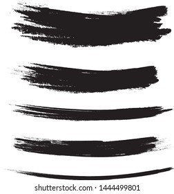 Brush stroke set isolated on white background.Collection of brush stroke for black ink paint, grunge backdrop, dirt banner,watercolor design and dirty texture.Creative art concept, vector illustration