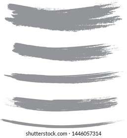 Brush stroke set isolated on white background. Collection of brush stroke for grey ink paint, grunge backdrop, dirt banner,watercolor design and dirty texture.Creative art concept, vector illustration