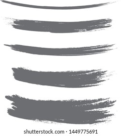 Brush stroke set isolated on white background. Collection of brush stroke for grey ink paint, grunge backdrop, dirt banner,watercolor design and dirty texture.Creative art concept, vector illustration