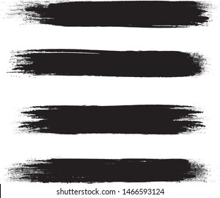 Brush stroke set isolated on white background.Collection of brush stroke for black ink paint, grunge backdrop, dirt banner,watercolor design and dirty texture.Creative art concept, vector illustration