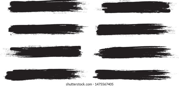 Brush stroke set isolated on white background.Collection of brush stroke for black ink paint, grunge backdrop, dirt banner,watercolor design and dirty texture.Creative art concept, vector illustration - Shutterstock ID 1475567405