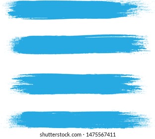 Brush stroke set isolated on white background.Collection of brush stroke for blue ink paint, grunge backdrop, dirt banner,watercolor design and dirty texture.Creative art concept, vector illustration