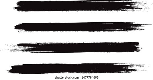 Brush stroke set isolated on white background.Collection of brush stroke for black ink paint, grunge backdrop, dirt banner,watercolor design and dirty texture.Creative art concept, vector illustration
