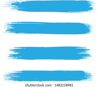 Brush stroke set isolated on white background.Collection of brush stroke for blue ink paint, grunge backdrop, dirt banner,watercolor design and dirty texture.Creative art concept, vector illustration