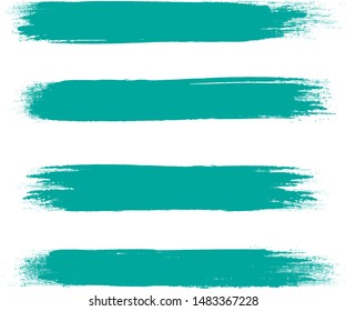 Brush stroke set isolated on white background.Collection of brush stroke for green ink paint, grunge backdrop, dirt banner,watercolor design and dirty texture.Creative art concept, vector illustration