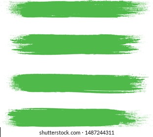 Brush stroke set isolated on white background. Brush stroke for green ink paint, grunge backdrop, dirt banner, watercolor design and dirty texture.Creative art concept, vector illustration