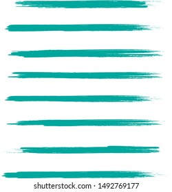 Brush stroke set isolated on white background. Collection of brush stroke for green ink paint, grunge backdrop,dirt banner, watercolor design and dirty texture. Creative concept, vector illustration