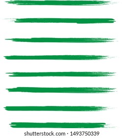 Brush stroke set isolated on white background. Collection of brush stroke for green ink paint, grunge backdrop,dirt banner, watercolor design and dirty texture.Creative concept, vector illustration