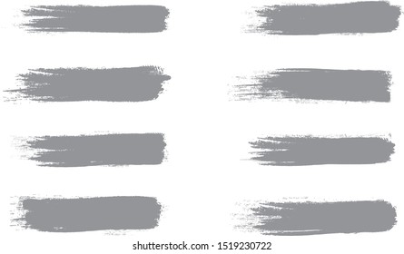Brush stroke set isolated on white background. Collection of brush stroke for grey ink paint,grunge backdrop, dirt banner, watercolor design and dirty texture.Creative art concept, vector illustration
