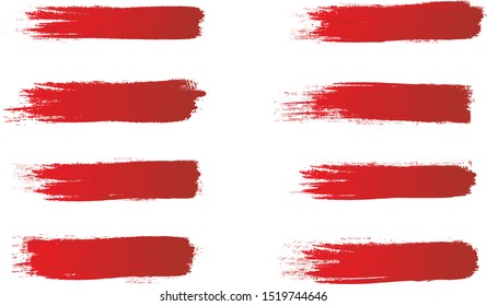 Brush stroke set isolated on white background. Collection of brush stroke for red ink paint, grunge backdrop, dirt banner, watercolor design and dirty texture.Creative art concept, vector illustration - Shutterstock ID 1519744646