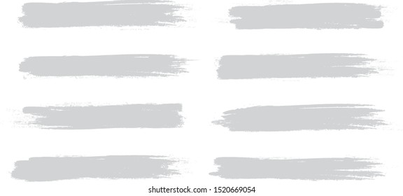 Brush stroke set isolated on white background. Collection of brush stroke for grey ink paint,grunge backdrop, dirt banner, watercolor design and dirty texture.Creative art concept, vector illustration