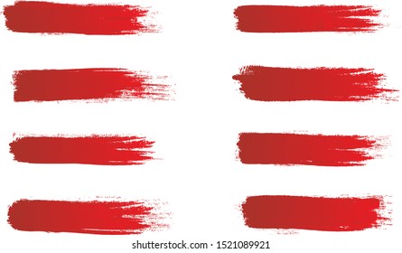 Brush stroke set isolated on white background. Collection of brush stroke for red ink paint, grunge backdrop, dirt banner, watercolor design and dirty texture.Creative art concept, vector illustration - Shutterstock ID 1521089921